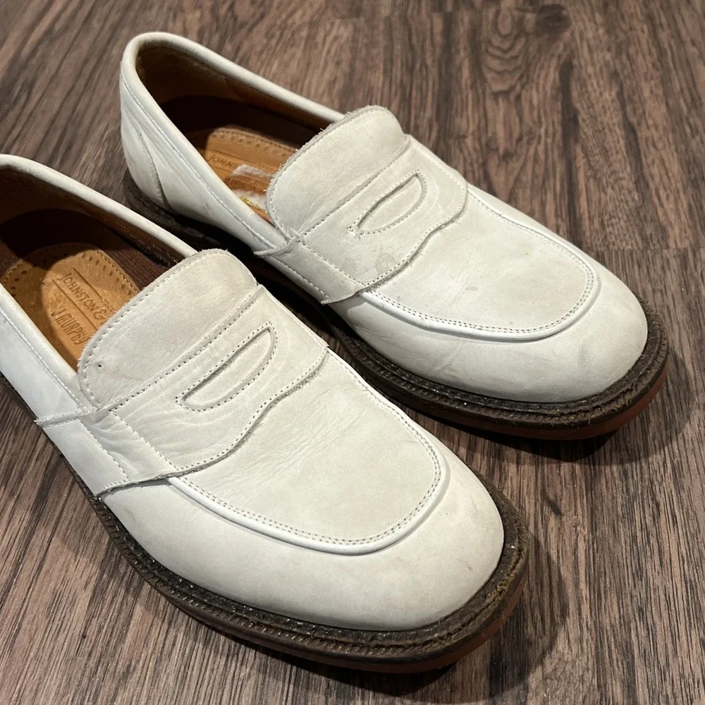 Johnston Murphy Made In Italy Men's Penny Loafers Shoes Ivory Casual Size 7M
